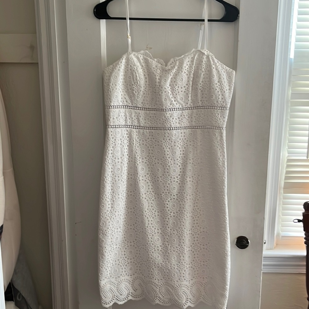 NWT Lilly Pulitzer Spaghetti Strap Resort White Eyelet Dress Size 8